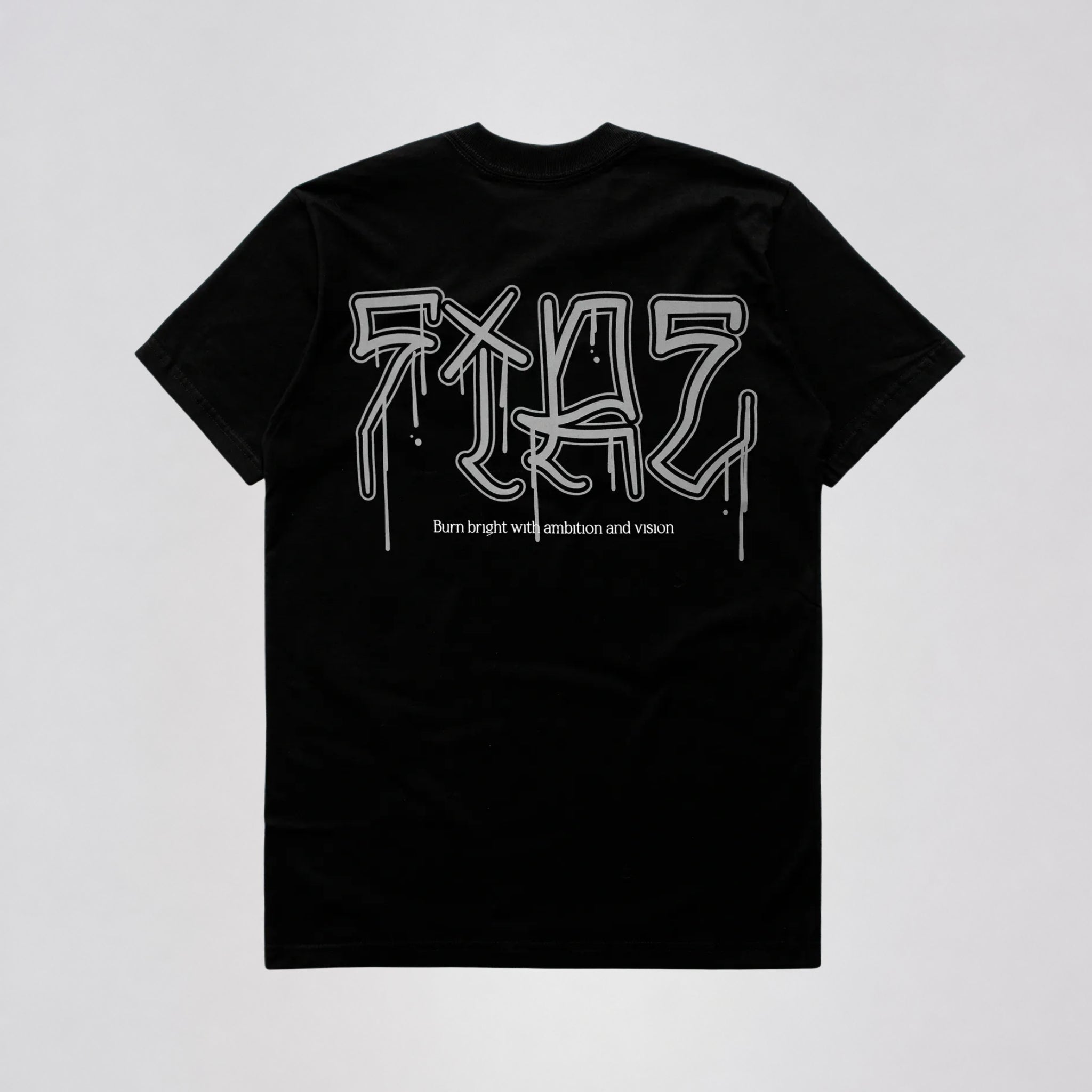 Camiseta Fire Dripped Grey Letter Preta