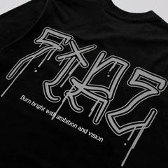 Camiseta Fire Dripped Grey Letter Preta