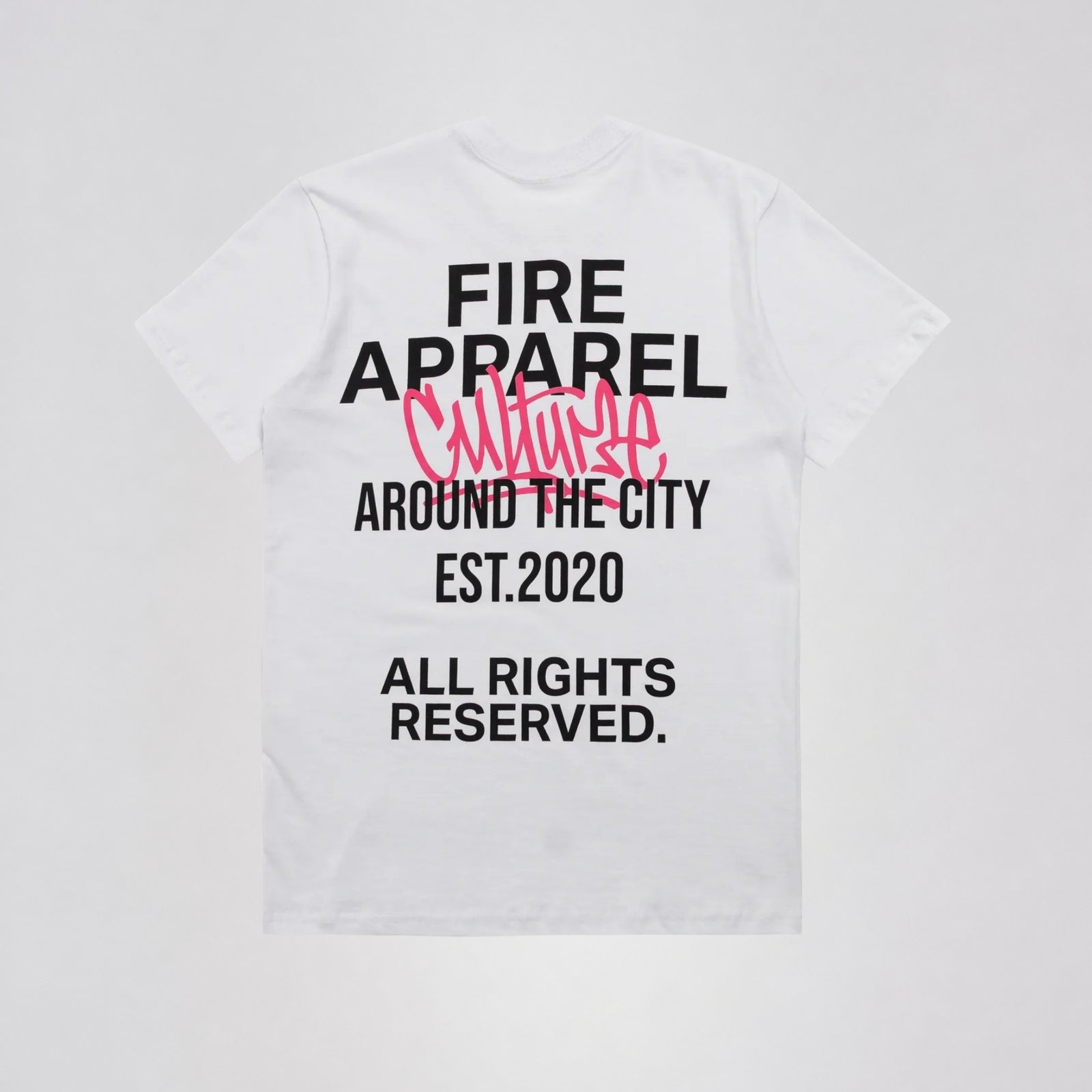 Camiseta Premium Fire Culture Pink Branca