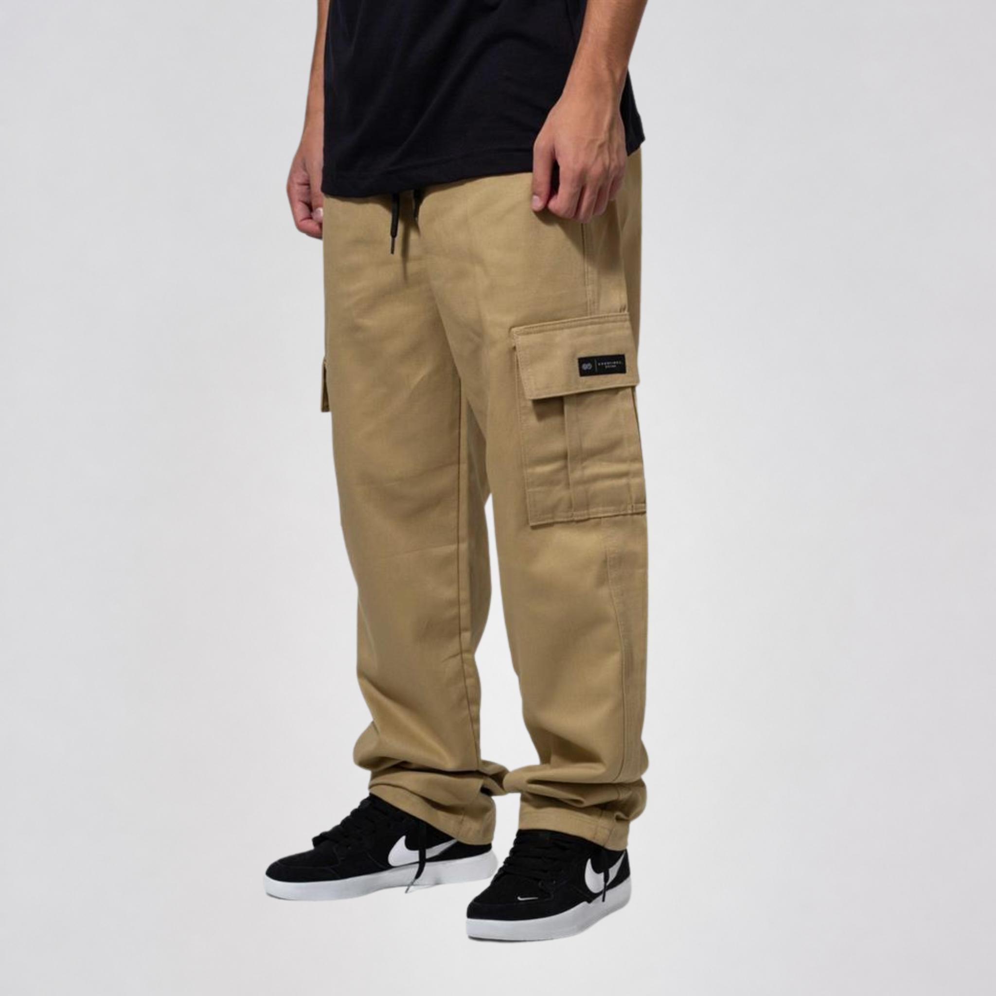 CALÇA SARJA CARGO RETA PREMIUM