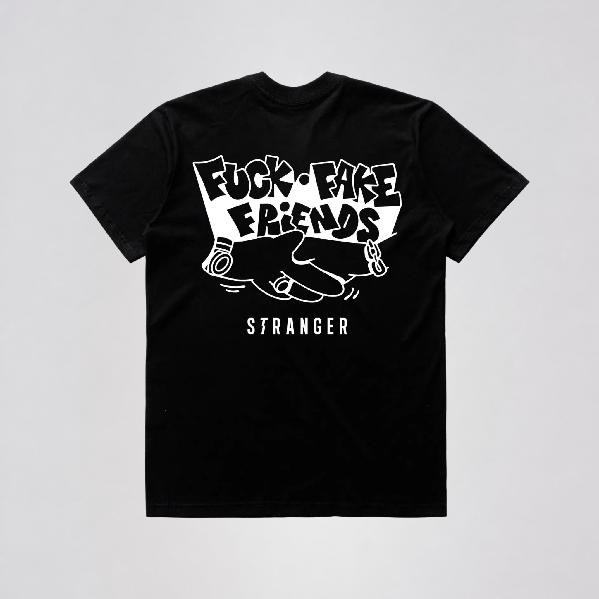 Camiseta Stranger Fuck Fake Friends Preto