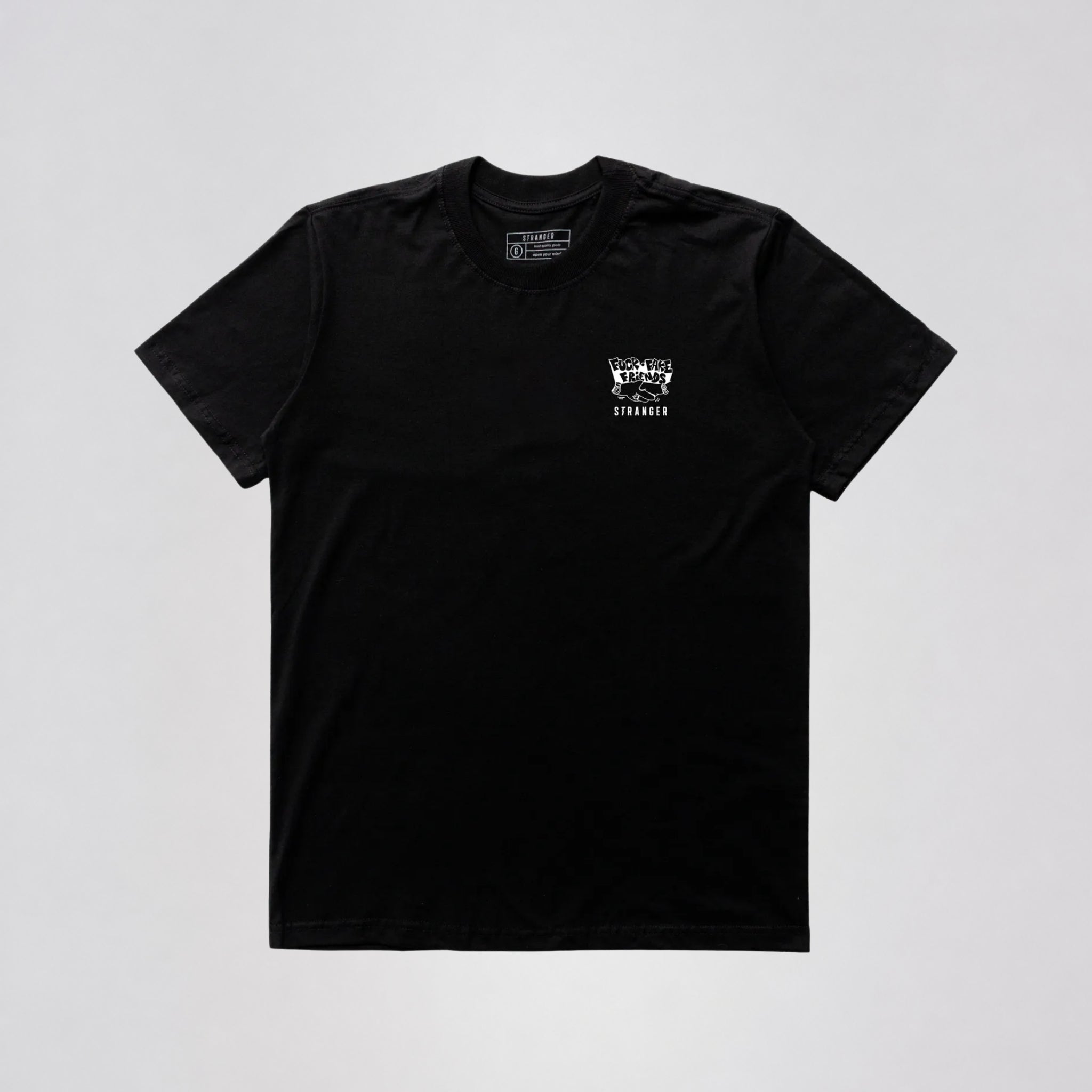 Camiseta Stranger Fuck Fake Friends Preto